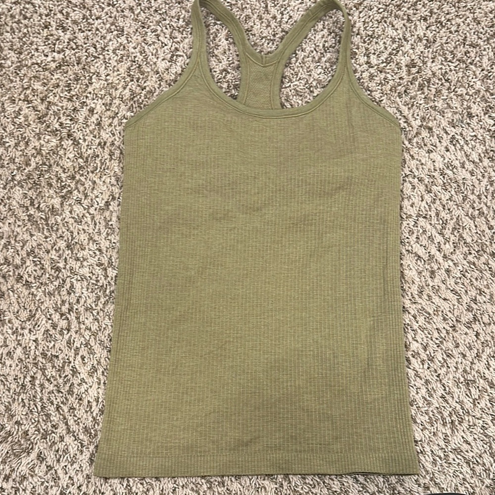Lululemon green ebb to street tank BRONZE GREEN